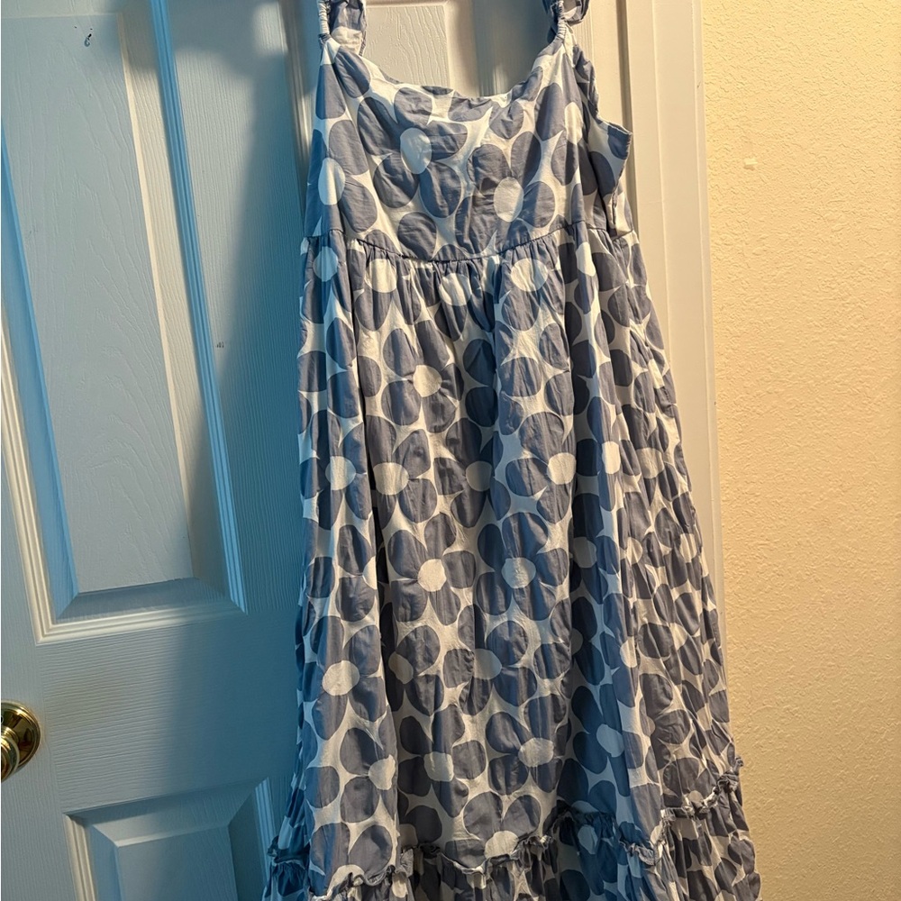 Women’s L Pants Store Blue and White Boutique Maxi Floral Dress